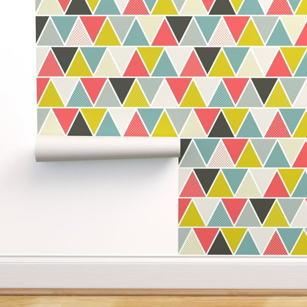 Fridge Wrap Self Adhesive Vinyl Decal Colourful Triangles Geometric Pattern Fridge Skin Vinyl Sticker Peel and Stick Wallpaper